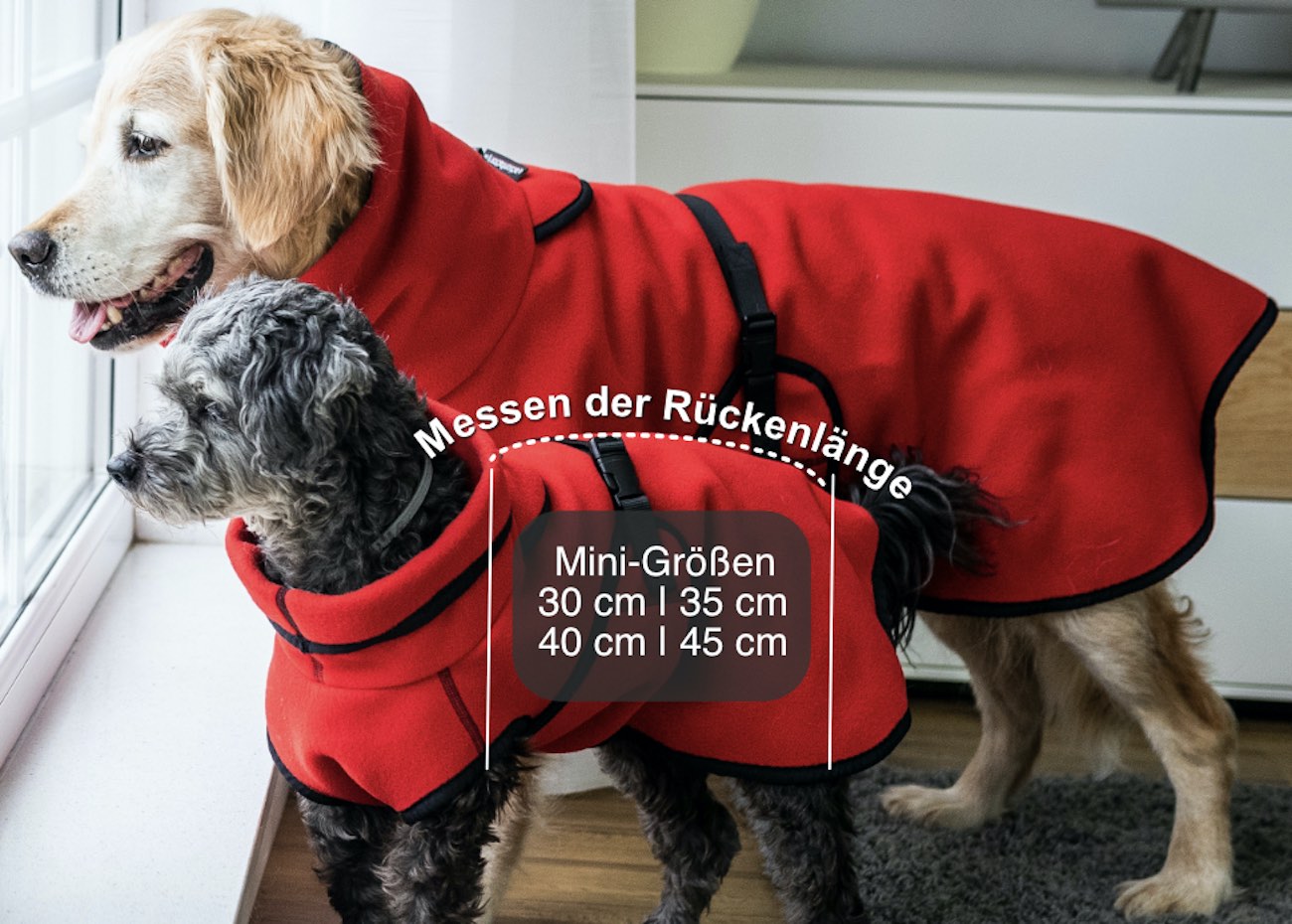 Grössentabelle Warmover fleece cape RED FIRE MINI