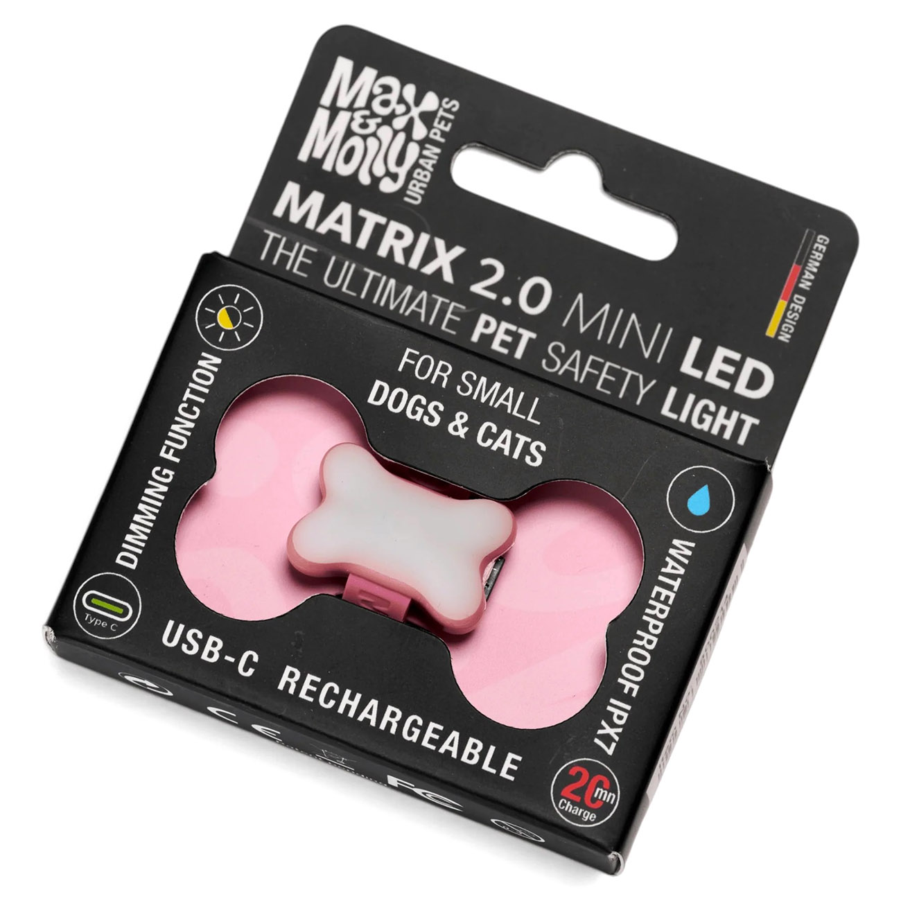 Matrix Mini LED Sicherheitslicht Fuer Kleine Hunde Und Katzen Rosa