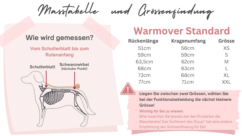 Grössentabelle Warmover Standard