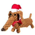 Weihnachtliches Dackel Kauspielzeug Fuer Hunde SANTA SAUSAGE Aus Baumwolle