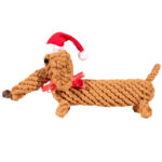 Weihnachtliches Dackel Kauspielzeug Fuer Hunde SANTA SAUSAGE Aus Baumwolle